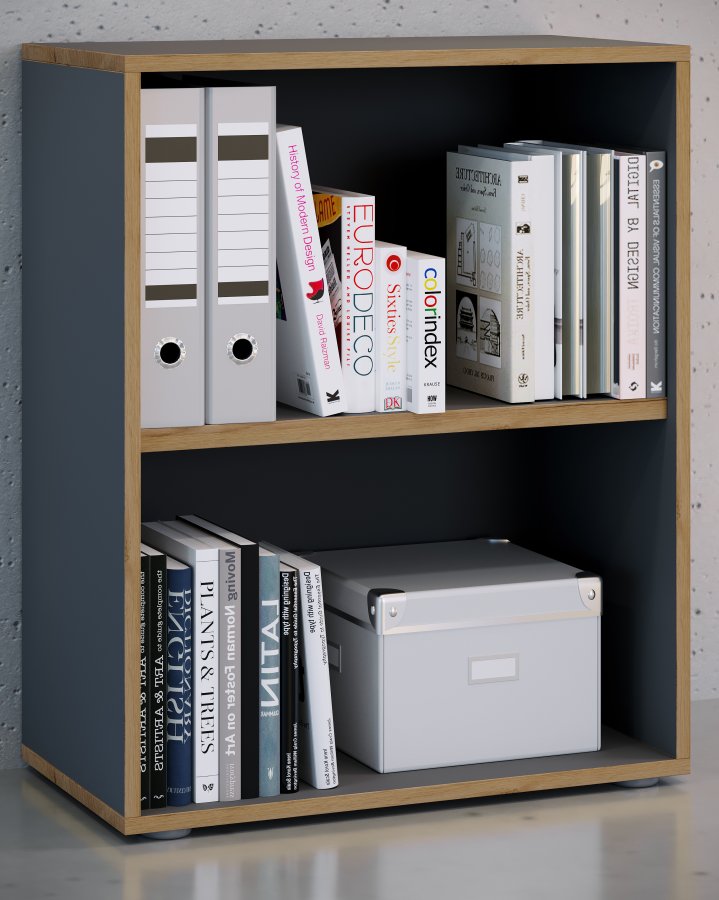 VCM NORDIC Salia B60 kontorreol, m. 1 justerbar hylde - antracitgr og natur tr