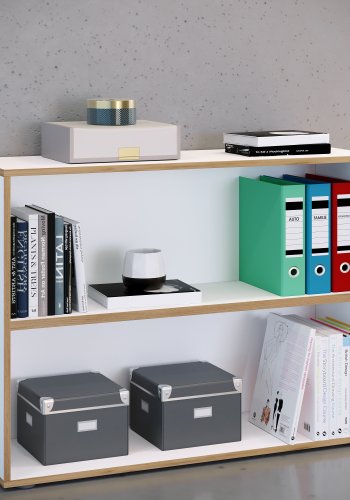 VCM NORDIC Salia B100 kontorreol, m. 1 justerbar hylde - hvid og natur tr