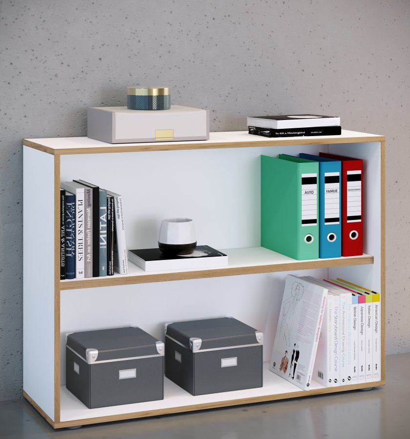 VCM NORDIC Salia B100 kontorreol, m. 1 justerbar hylde - hvid og natur tr