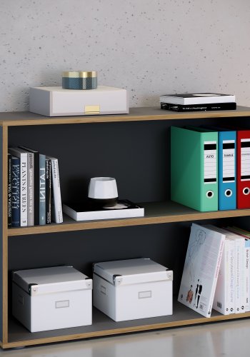 VCM NORDIC Salia B100 kontorreol, m. 1 justerbar hylde - antracitgr og natur tr