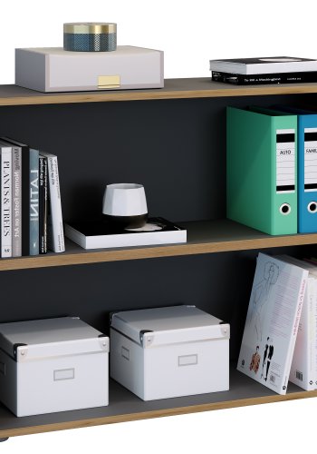 VCM NORDIC Salia B100 kontorreol, m. 1 justerbar hylde - antracitgr og natur tr