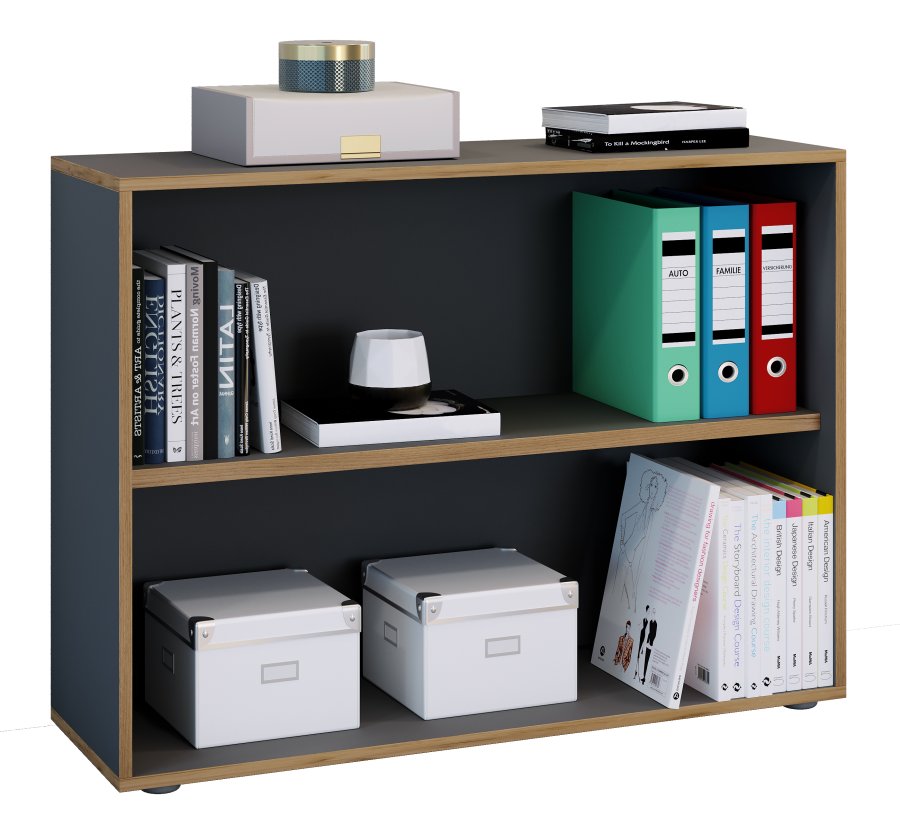 VCM NORDIC Salia B100 kontorreol, m. 1 justerbar hylde - antracitgr og natur tr