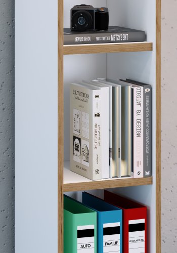 VCM NORDIC Salia B30 kontorreol, m. 2 justerbare hylder - hvid og natur tr