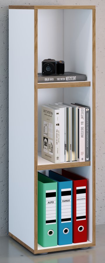 VCM NORDIC Salia B30 kontorreol, m. 2 justerbare hylder - hvid og natur tr