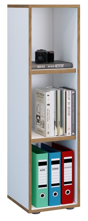 VCM NORDIC Salia B30 kontorreol, m. 2 justerbare hylder - hvid og natur tr