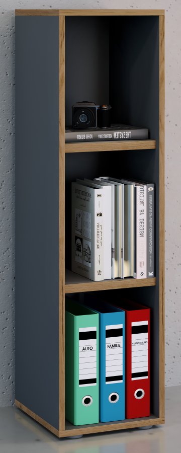 VCM NORDIC Salia B30 kontorreol, m. 2 justerbare hylder - antracitgr og natur tr