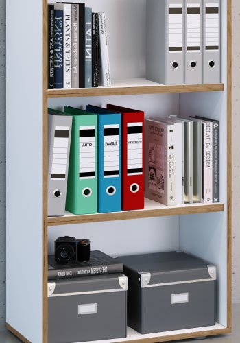 VCM NORDIC Salia B60 kontorreol, m. 2 justerbare hylder - hvid og natur tr