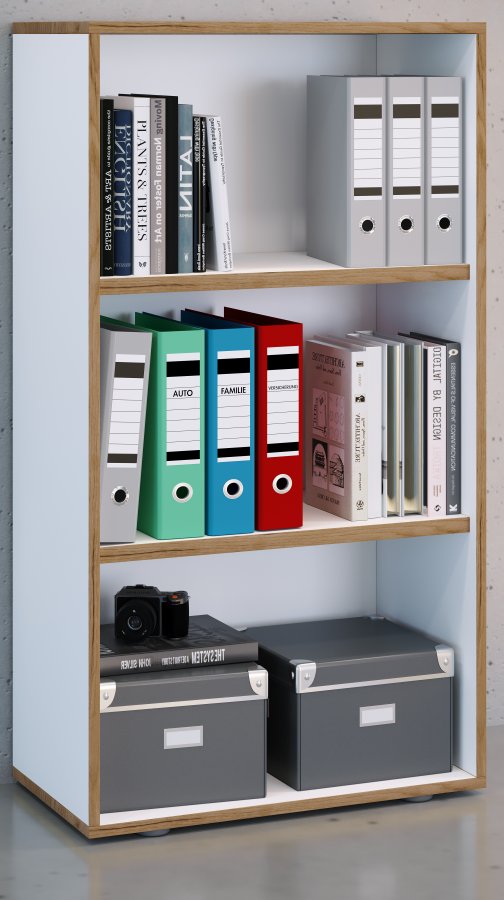 VCM NORDIC Salia B60 kontorreol, m. 2 justerbare hylder - hvid og natur tr