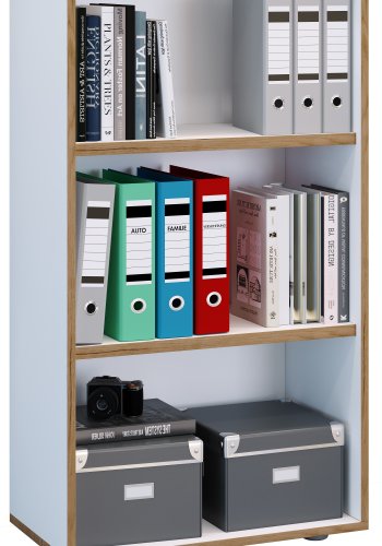 VCM NORDIC Salia B60 kontorreol, m. 2 justerbare hylder - hvid og natur tr