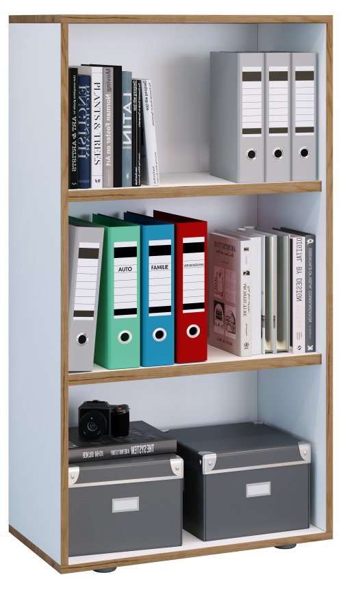 VCM NORDIC Salia B60 kontorreol, m. 2 justerbare hylder - hvid og natur tr