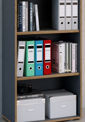 VCM NORDIC Salia B60 kontorreol, m. 2 justerbare hylder - antracitgr og natur tr