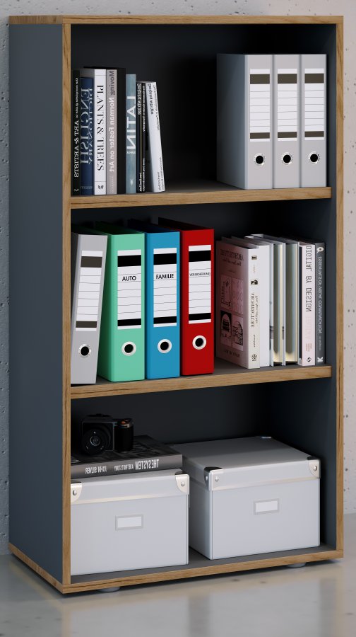 VCM NORDIC Salia B60 kontorreol, m. 2 justerbare hylder - antracitgr og natur tr