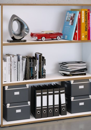 VCM NORDIC Salia B100 kontorreol, m. 2 justerbare hylder - hvid og natur tr