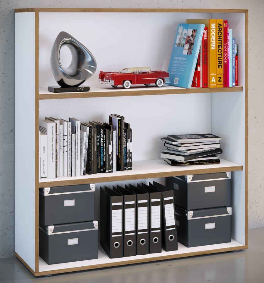 VCM NORDIC Salia B100 kontorreol, m. 2 justerbare hylder - hvid og natur tr