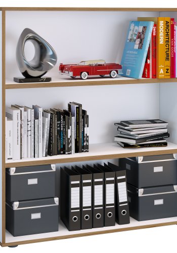 VCM NORDIC Salia B100 kontorreol, m. 2 justerbare hylder - hvid og natur tr