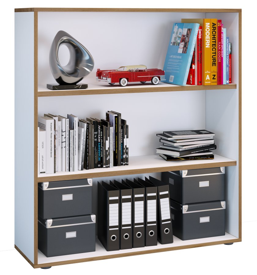 VCM NORDIC Salia B100 kontorreol, m. 2 justerbare hylder - hvid og natur tr