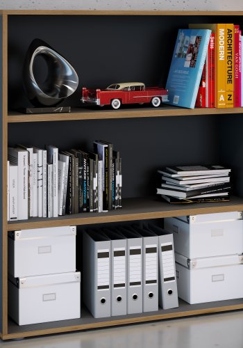 VCM NORDIC Salia B100 kontorreol, m. 2 justerbare hylder - antracitgr og natur tr