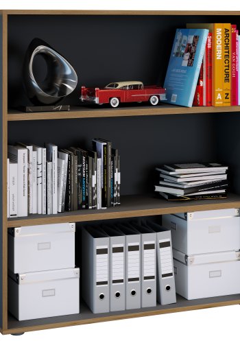 VCM NORDIC Salia B100 kontorreol, m. 2 justerbare hylder - antracitgr og natur tr