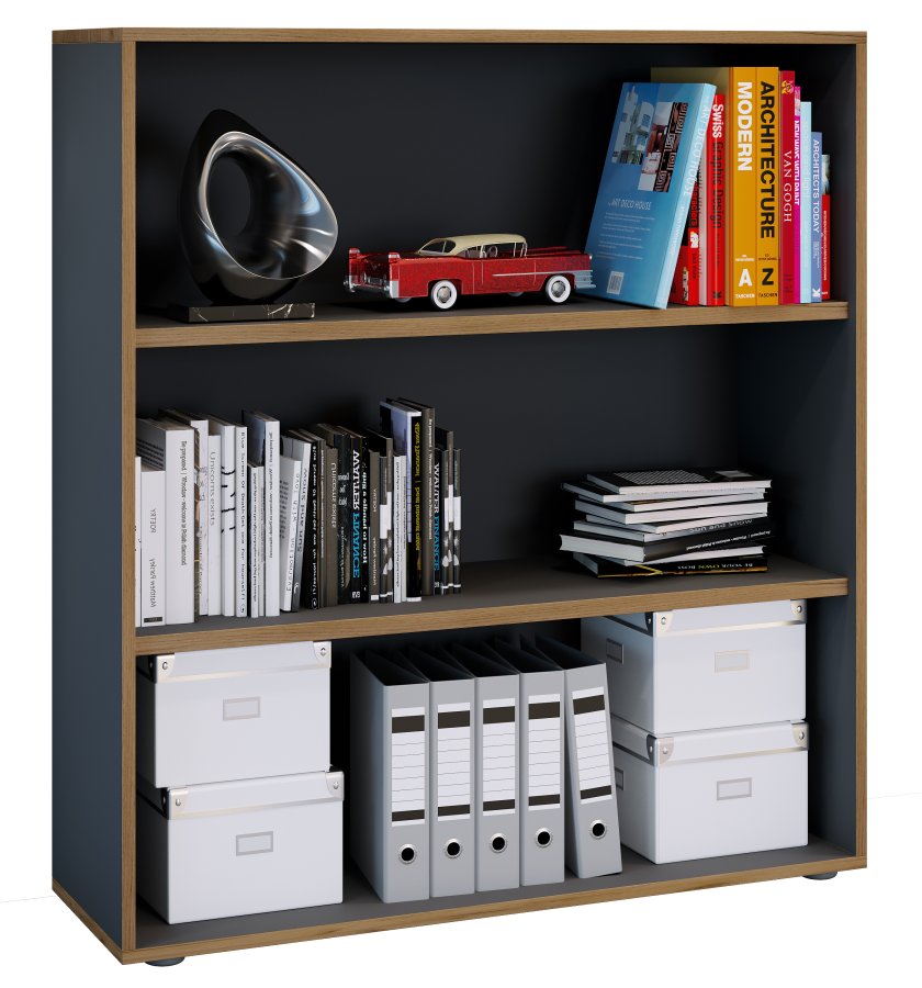 VCM NORDIC Salia B100 kontorreol, m. 2 justerbare hylder - antracitgr og natur tr