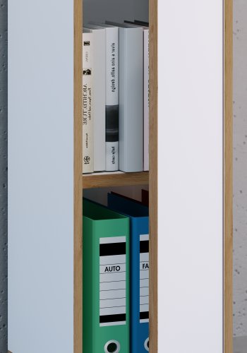 VCM NORDIC Salia B30 kontorreol, m. 1 lge og 1 justerbar hylde - hvid og natur tr