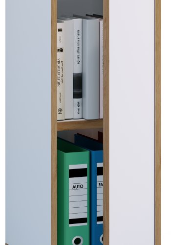 VCM NORDIC Salia B30 kontorreol, m. 1 lge og 1 justerbar hylde - hvid og natur tr