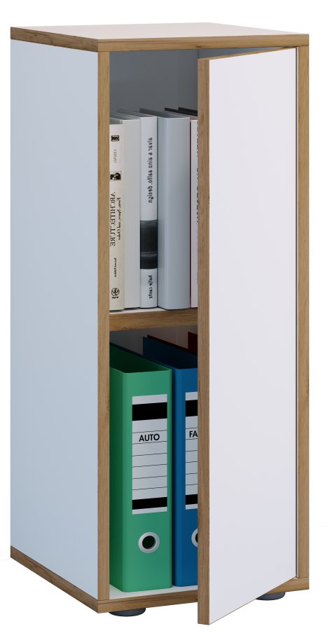 VCM NORDIC Salia B30 kontorreol, m. 1 lge og 1 justerbar hylde - hvid og natur tr