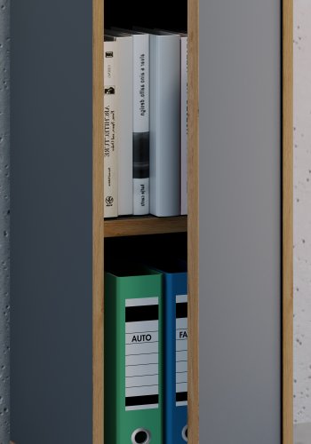 VCM NORDIC Salia B30 kontorreol, m. 1 lge og 1 justerbar hylde - antracitgr og natur tr