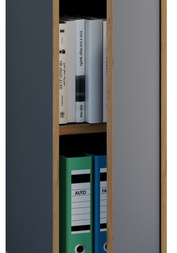 VCM NORDIC Salia B30 kontorreol, m. 1 lge og 1 justerbar hylde - antracitgr og natur tr