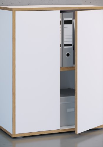 VCM NORDIC Salia B60 kontorreol, m. 2 lger og 1 justerbar hylde - hvid og natur tr