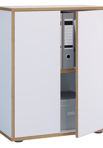 VCM NORDIC Salia B60 kontorreol, m. 2 lger og 1 justerbar hylde - hvid og natur tr