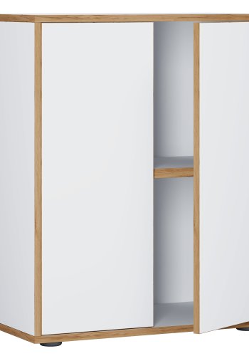 VCM NORDIC Salia B60 kontorreol, m. 2 lger og 1 justerbar hylde - hvid og natur tr