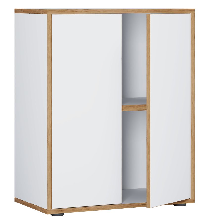 VCM NORDIC Salia B60 kontorreol, m. 2 lger og 1 justerbar hylde - hvid og natur tr