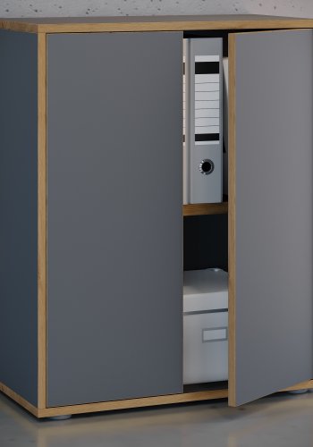 VCM NORDIC Salia B60 kontorreol, m. 2 lger og 1 justerbar hylde - antracitgr og natur tr