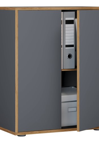 VCM NORDIC Salia B60 kontorreol, m. 2 lger og 1 justerbar hylde - antracitgr og natur tr