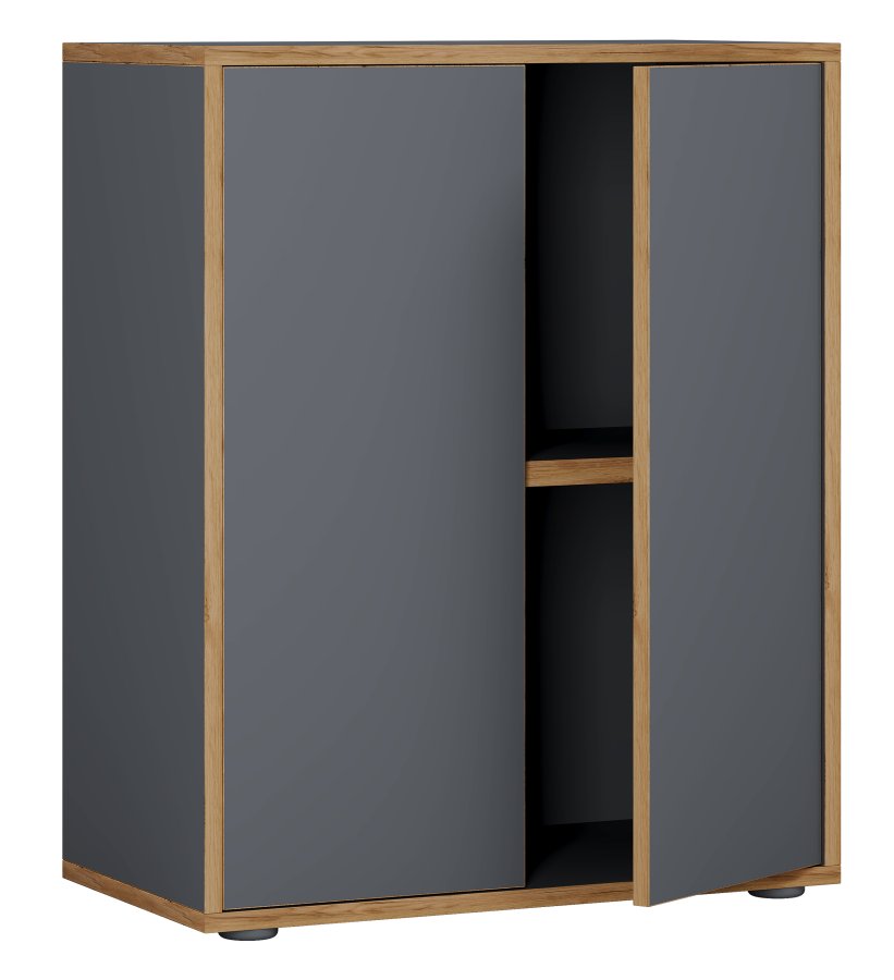 VCM NORDIC Salia B60 kontorreol, m. 2 lger og 1 justerbar hylde - antracitgr og natur tr