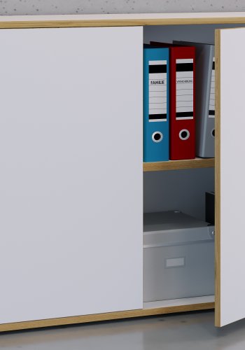 VCM NORDIC Salia B100 kontorreol, m. 2 lger og 1 justerbar hylde - hvid og natur tr