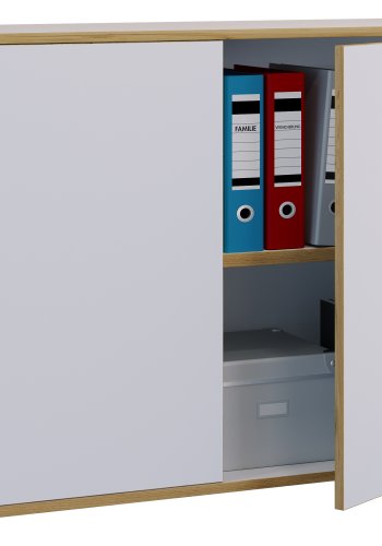 VCM NORDIC Salia B100 kontorreol, m. 2 lger og 1 justerbar hylde - hvid og natur tr