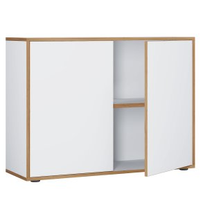 VCM NORDIC Salia B100 kontorreol, m. 2 lger og 1 justerbar hylde - hvid og natur tr