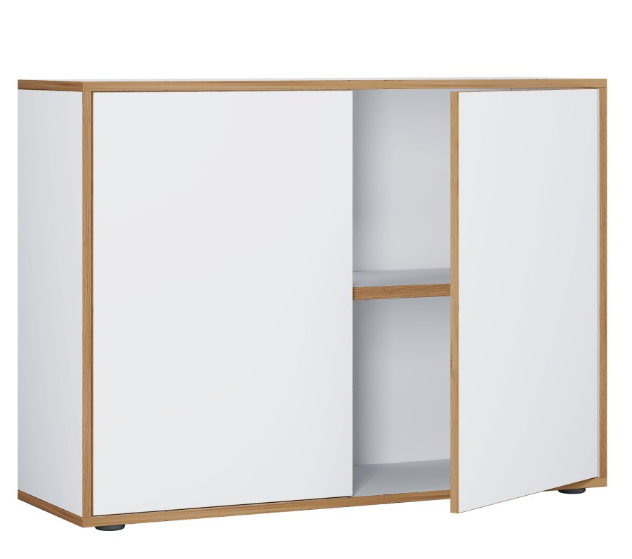 VCM NORDIC Salia B100 kontorreol, m. 2 lger og 1 justerbar hylde - hvid og natur tr