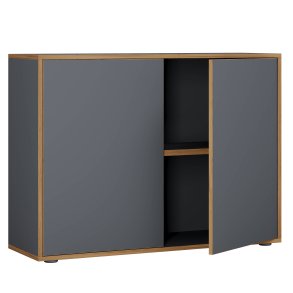 VCM NORDIC Salia B100 kontorreol, m. 2 lger og 1 justerbar hylde - antracitgr og natur tr