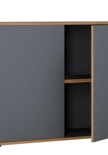 VCM NORDIC Salia B100 kontorreol, m. 2 lger og 1 justerbar hylde - antracitgr og natur tr