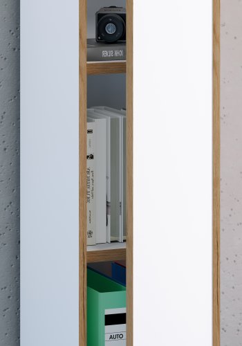 VCM NORDIC Salia B30 kontorreol, m. 1 lge og 2 justerbare hylder - hvid og natur tr