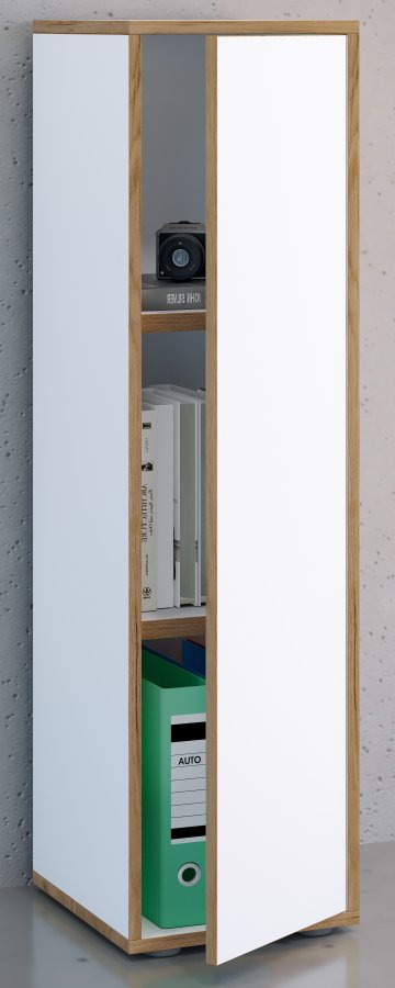 VCM NORDIC Salia B30 kontorreol, m. 1 lge og 2 justerbare hylder - hvid og natur tr