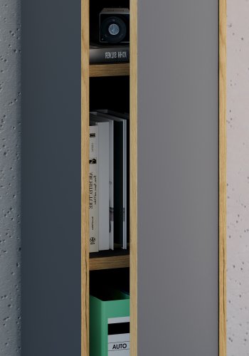 VCM NORDIC Salia B30 kontorreol, m. 1 lge og 2 justerbare hylder - antracitgr og natur tr