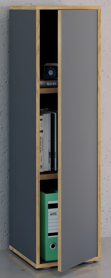 VCM NORDIC Salia B30 kontorreol, m. 1 lge og 2 justerbare hylder - antracitgr og natur tr