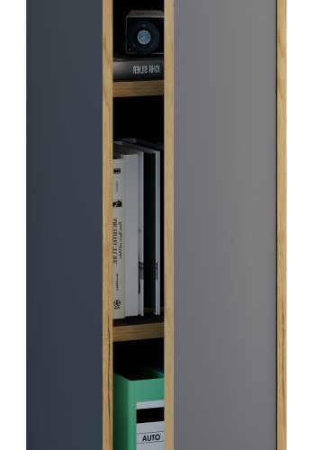 VCM NORDIC Salia B30 kontorreol, m. 1 lge og 2 justerbare hylder - antracitgr og natur tr