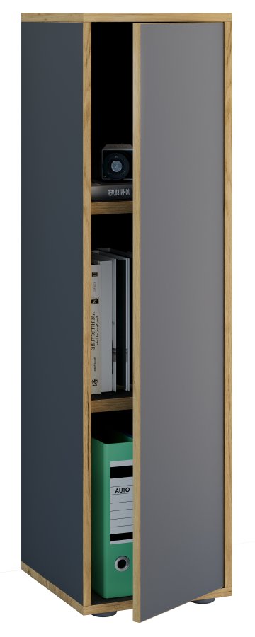 VCM NORDIC Salia B30 kontorreol, m. 1 lge og 2 justerbare hylder - antracitgr og natur tr