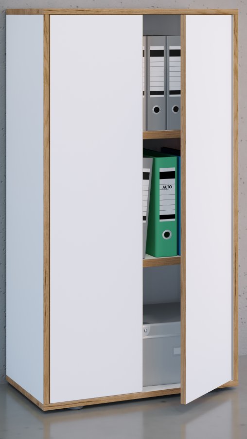 VCM NORDIC Salia B60 kontorreol, m. 2 lger og 2 justerbare hylder - hvid og natur tr