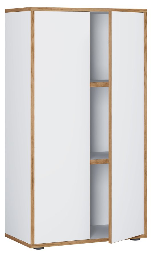 VCM NORDIC Salia B60 kontorreol, m. 2 lger og 2 justerbare hylder - hvid og natur tr