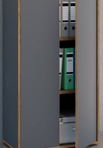 VCM NORDIC Salia B60 kontorreol, m. 2 lger og 2 justerbare hylder - antracitgr og natur tr